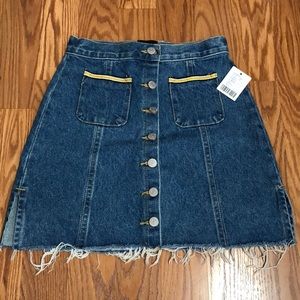 BDG Frayed Hem Button Down Denim Skirt- NWT